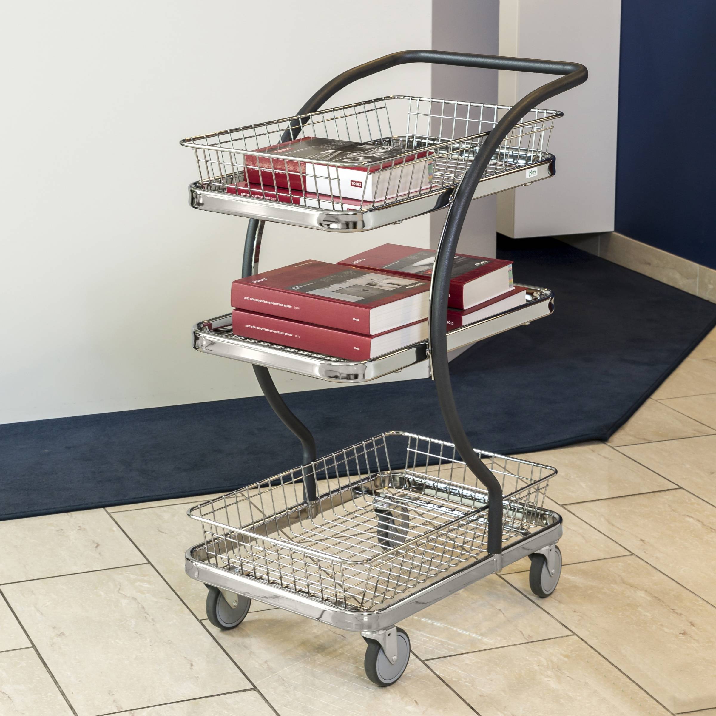 Kongamek C-Line Einkaufswagen in grau 595x360mm mit 3 Etagen und 2 Körben-1