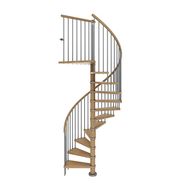 Dolle Spindeltreppe Winnipeg 266,5-292,5cm Geschosshöhe 12 Stufen Ø140cm Eiche geölt