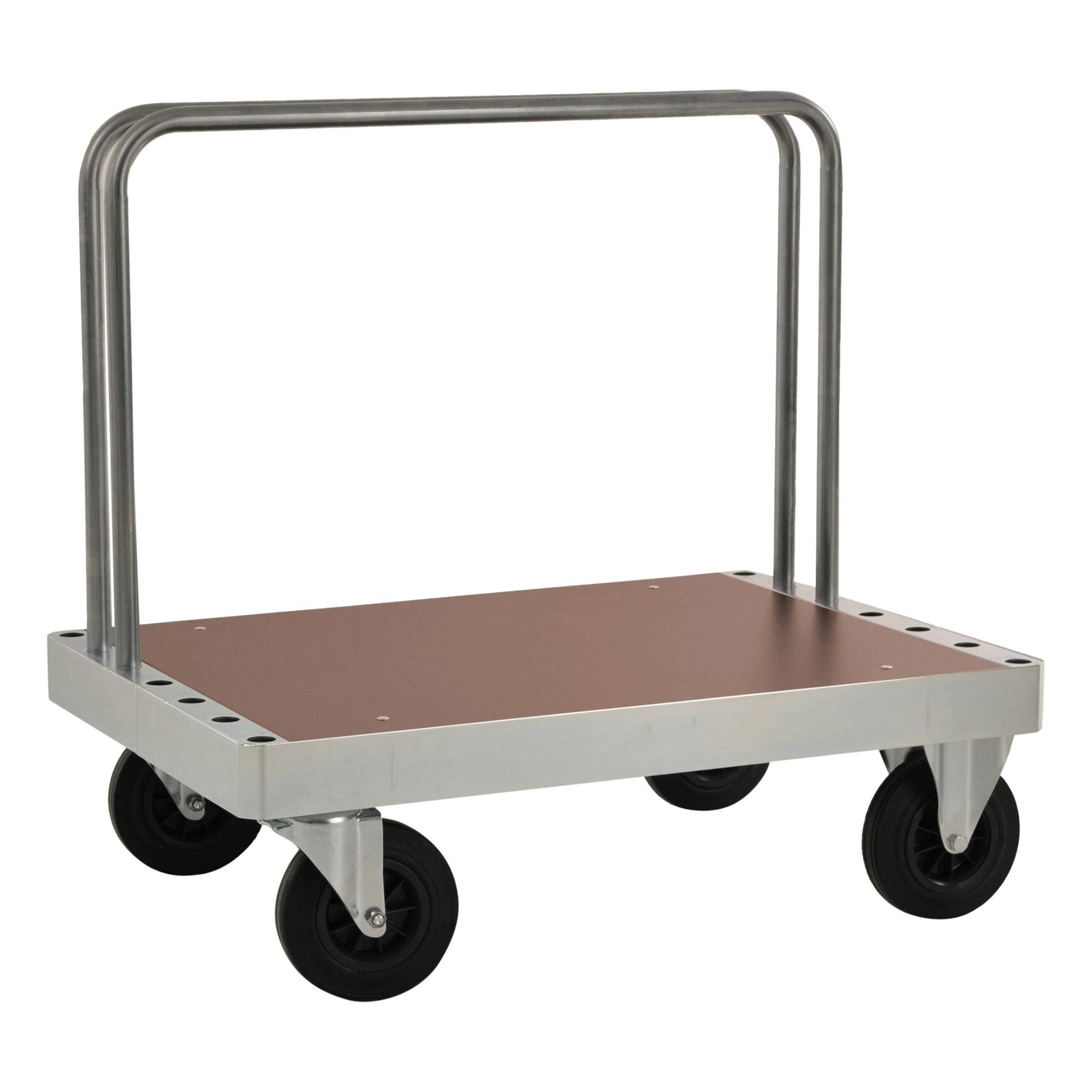 Kongamek Plattformwagen verzinkt 300mm hoch mit 2 Stahlbügeln und Ladefläche 1140x800mm aus MDF mi-0