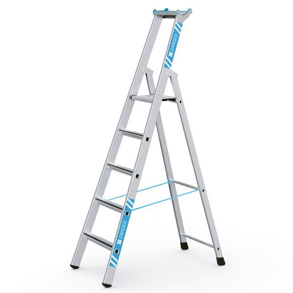 Zarges gebördelte Stehleiter Saferstep S eloxiert 5 Stufen