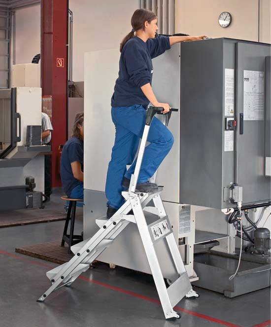 Zarges Sicherheitstreppe Plazastep P mit Sicherheitsbügel 4 Stufen-1