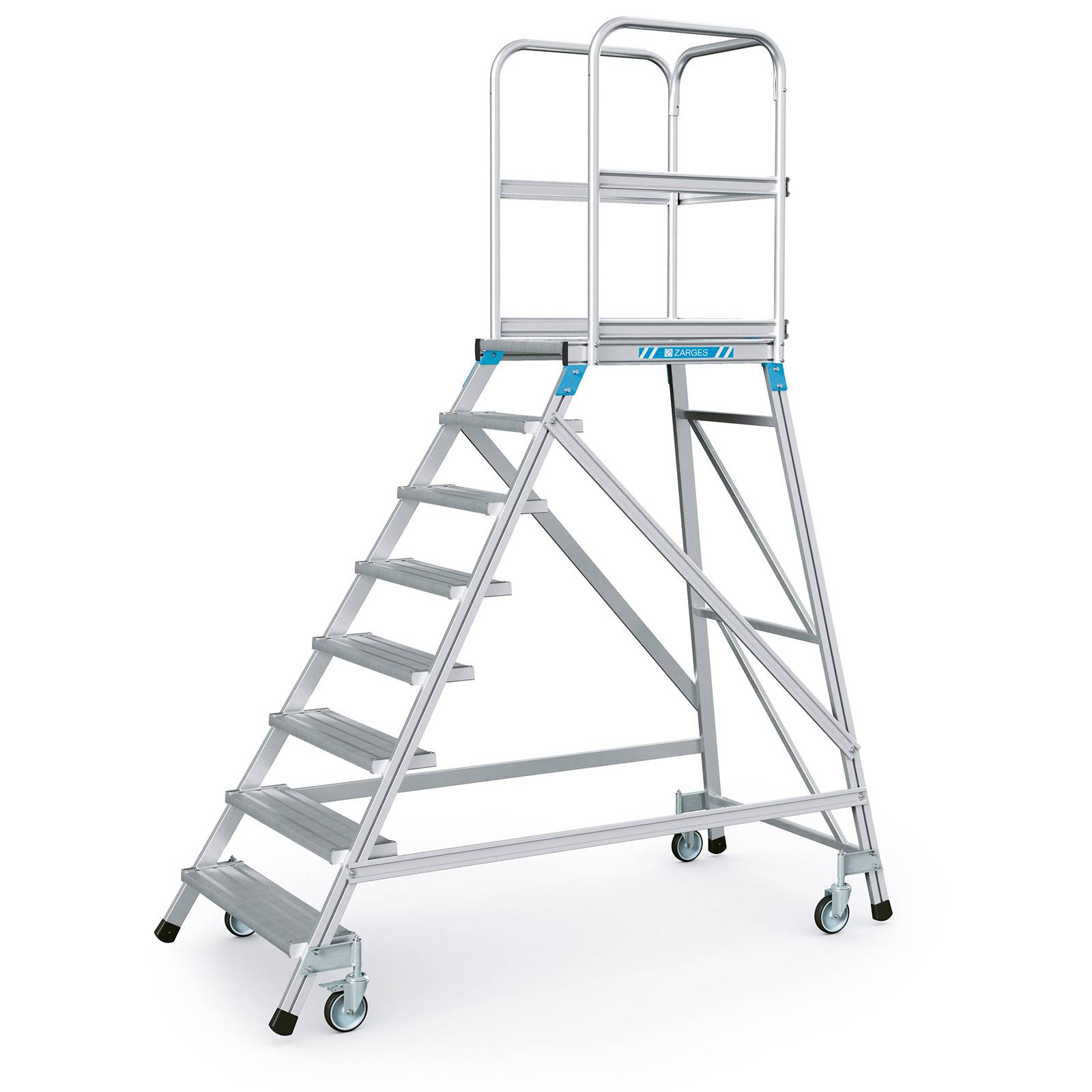 Zarges Podestleiter fahrbar mit 8 Leichtmetall-Stufen-0