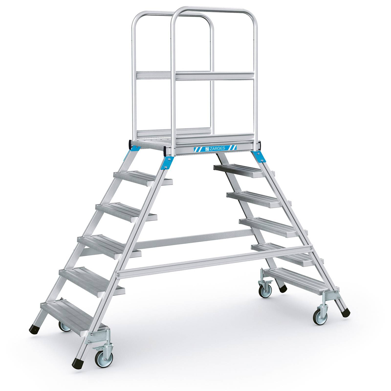 Zarges Podestleiter fahrbar mit 2x6 Leichtmetall-Stufen-0