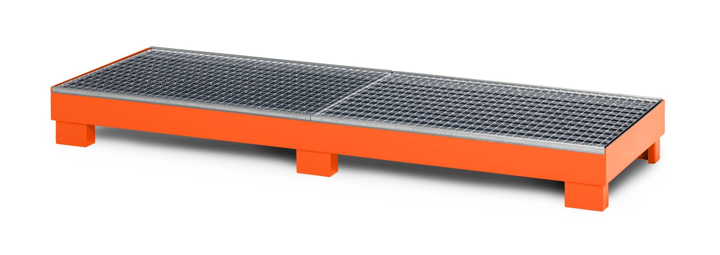 RR Industrietechnik Auffangwanne aus Stahl für 4x 200 Liter Fass mit Gitterrost BxTxH 2400x800x240 mm RAL 2004 reinora-0