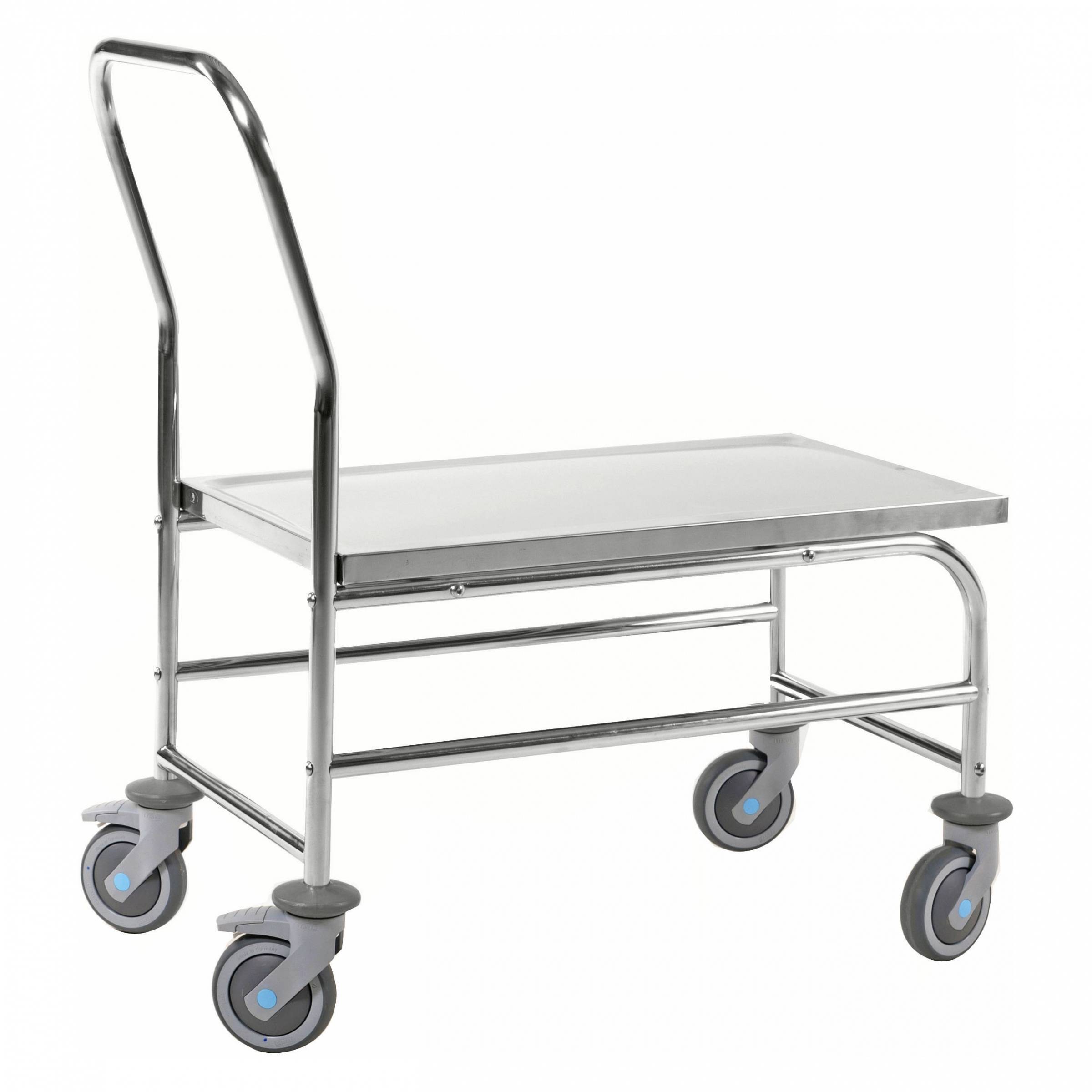 Kongamek Edelstahl- Plattformwagen komplett rostfrei mit Schiebegriff und Bremse 760x440mm Ladefläc-0