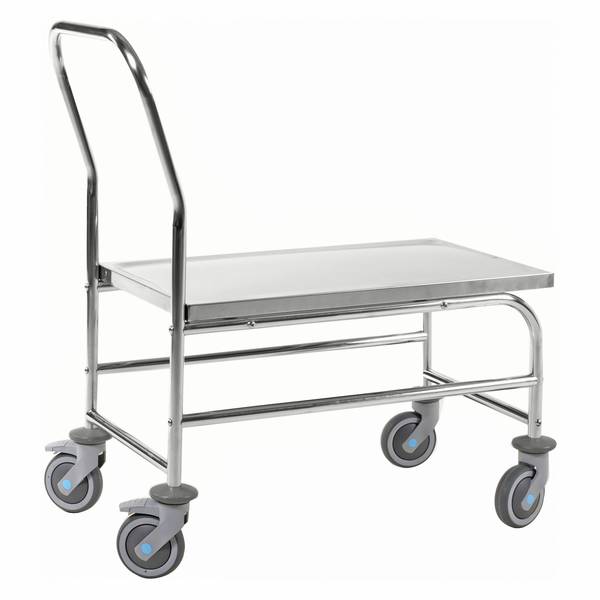 Kongamek Edelstahl- Plattformwagen komplett rostfrei mit Schiebegriff und Bremse 760x440mm Ladefläc