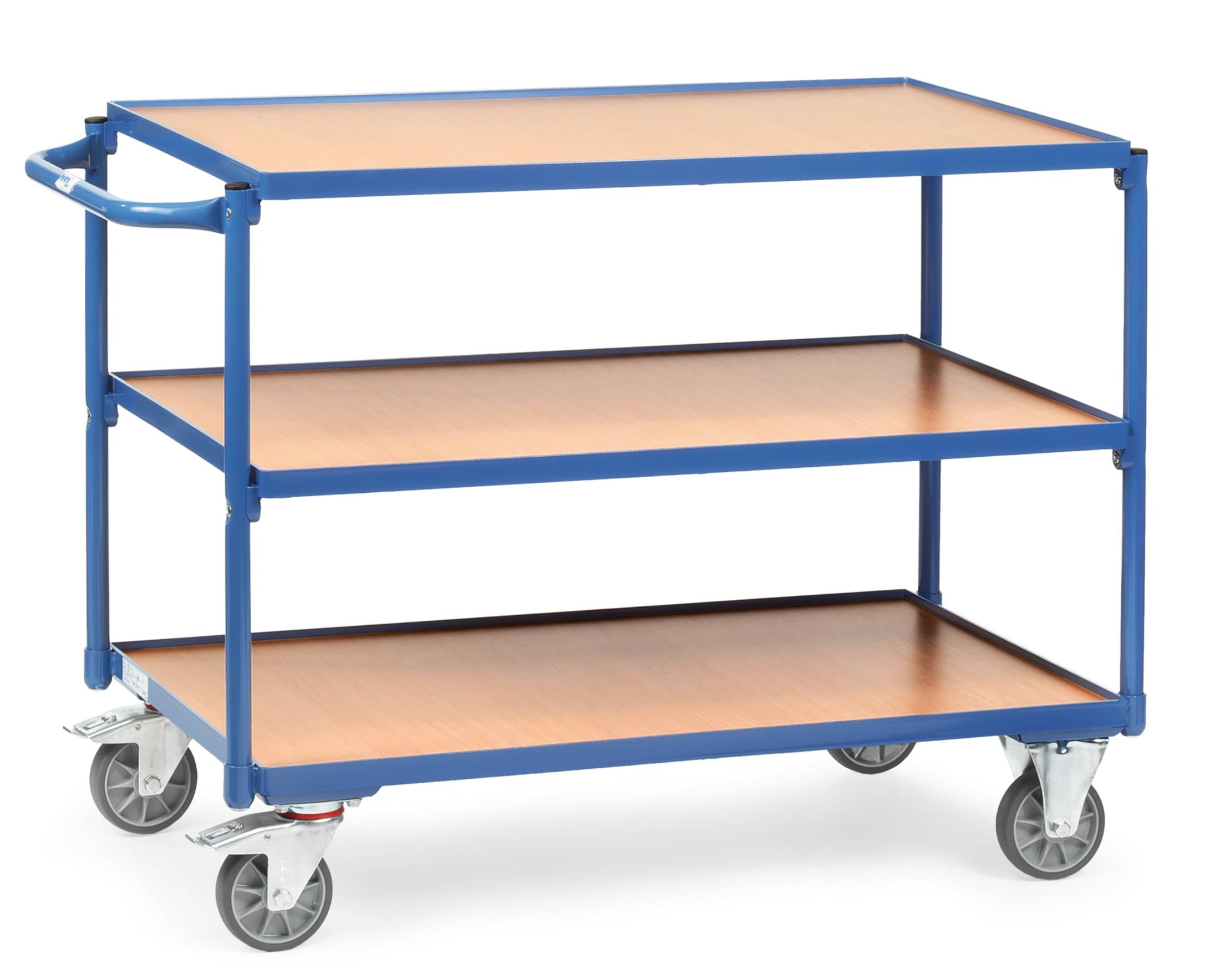 Fetra Tischwagen mit Holzwerkstoffplatten 3 Etagen mit rechteckige Ladeflächen 1200x800 mm-0