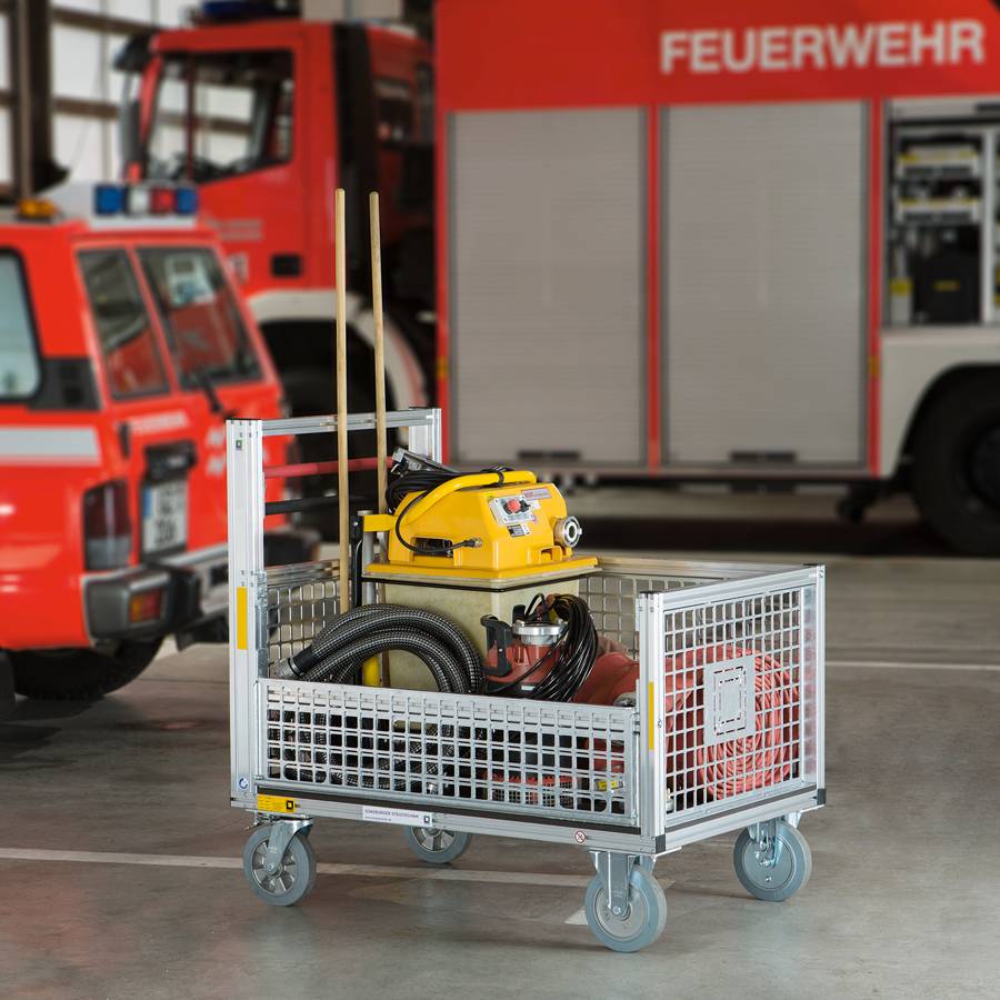Rollcontainer mit Gitterbox halbhoch-1