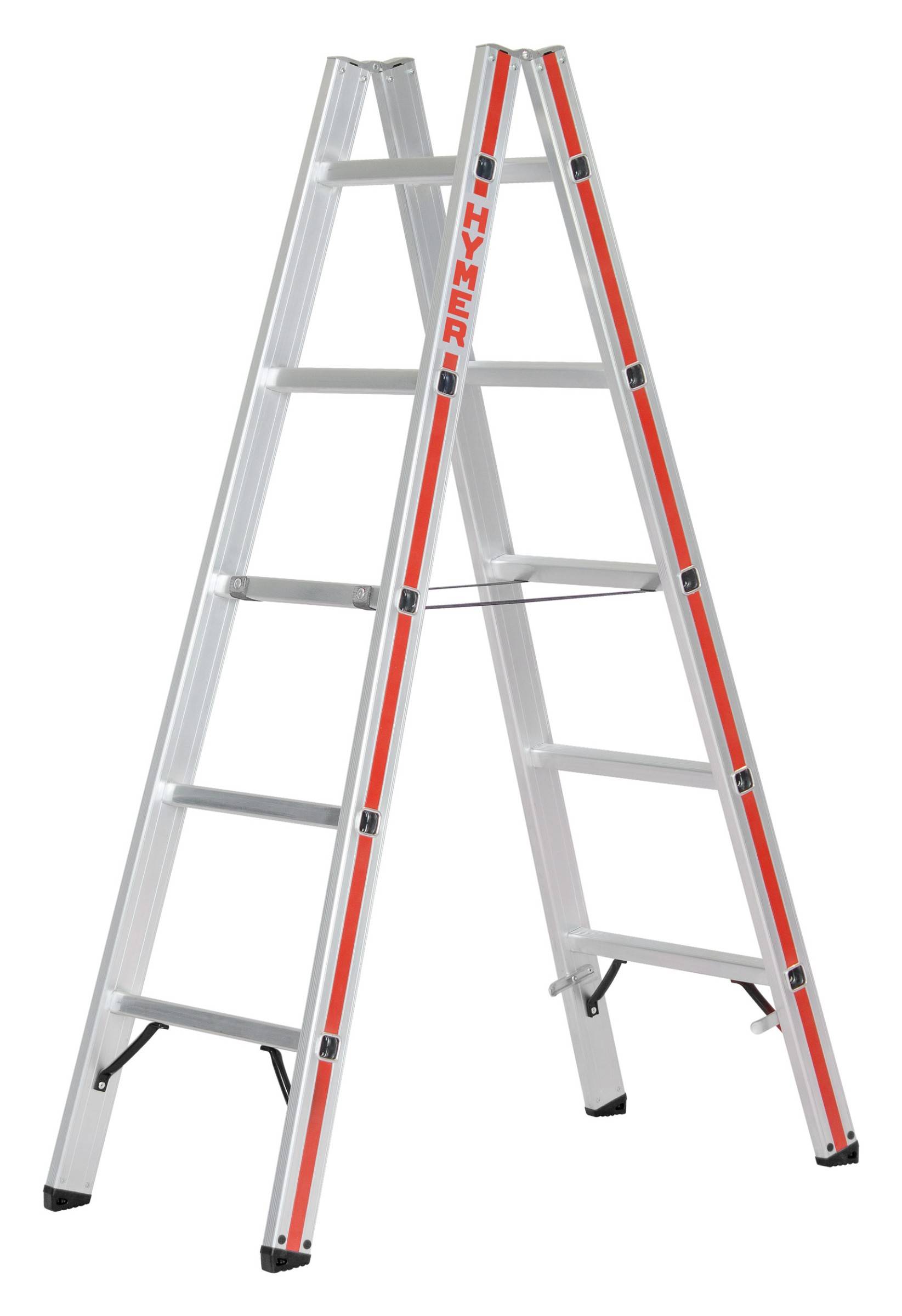 Hymer Sprossenstehleiter mit profiliertem Strangpressprofil 2x5 Sprossen-0