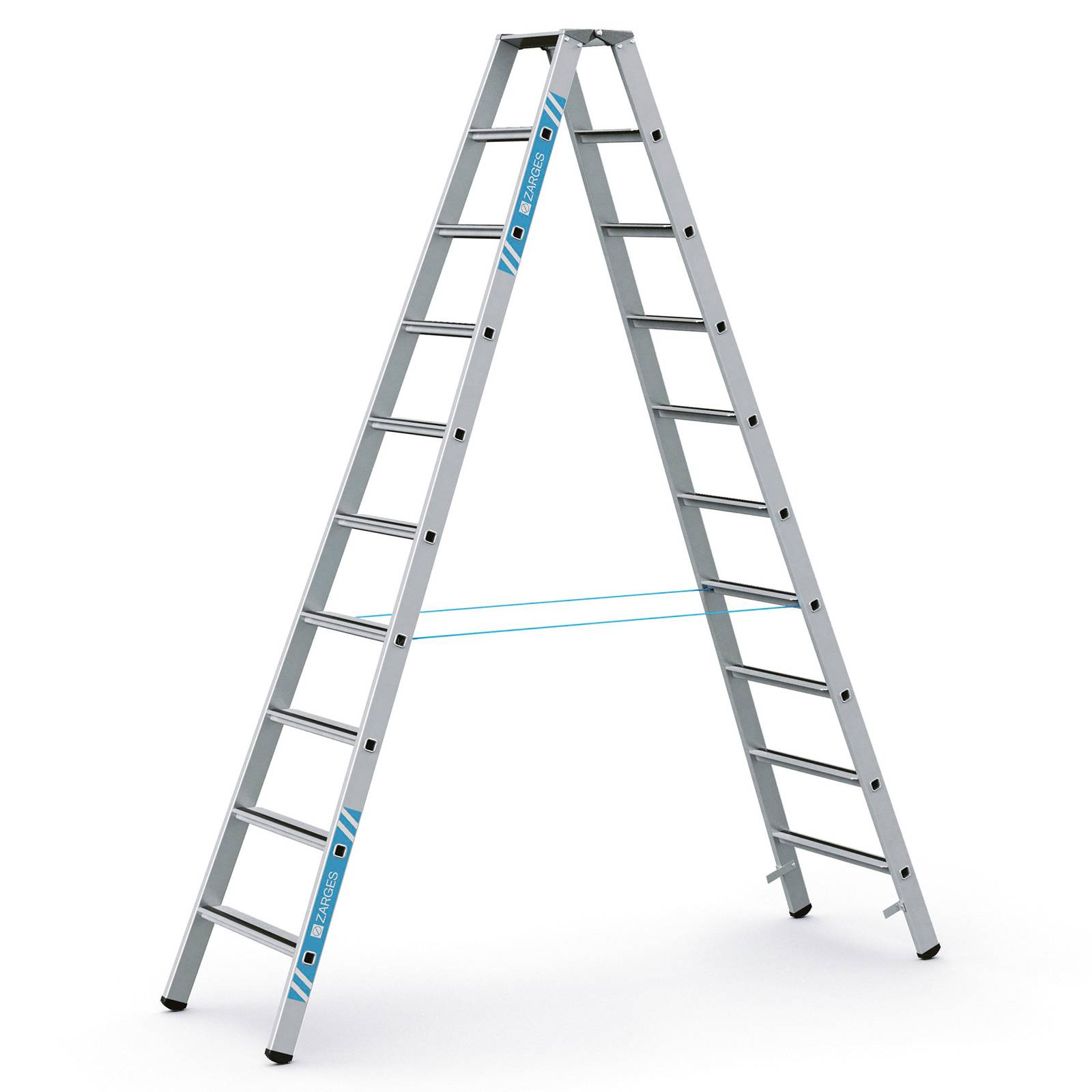 Zarges gebördelte Stehleiter, eloxiert Saferstep B 2x10 Stufen-0