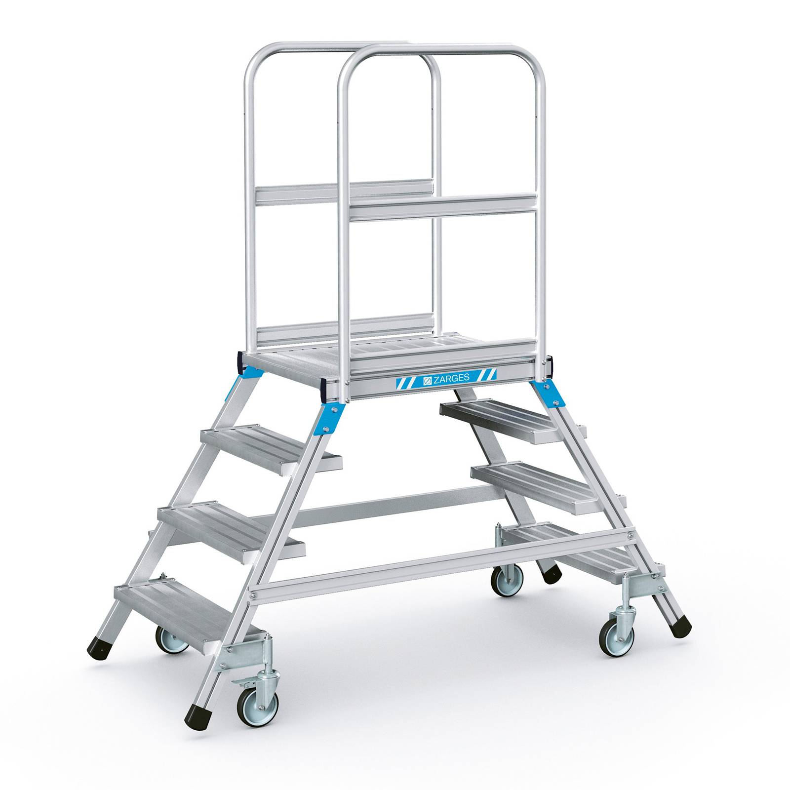 Zarges Podestleiter fahrbar mit 2x4 Leichtmetall-Stufen-0