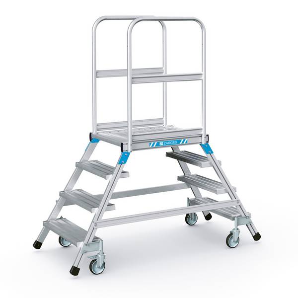 Zarges Podestleiter fahrbar mit 2x4 Leichtmetall-Stufen