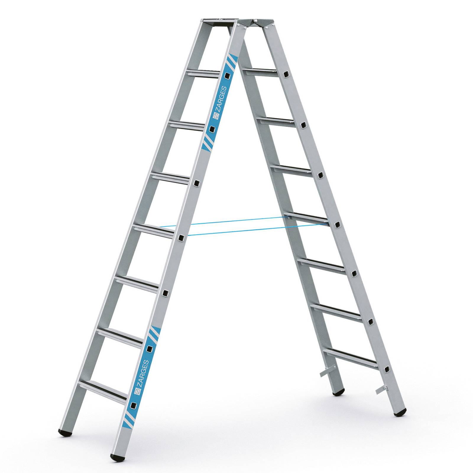 Zarges gebördelte Stehleiter, eloxiert Saferstep B 2x8 Stufen-0