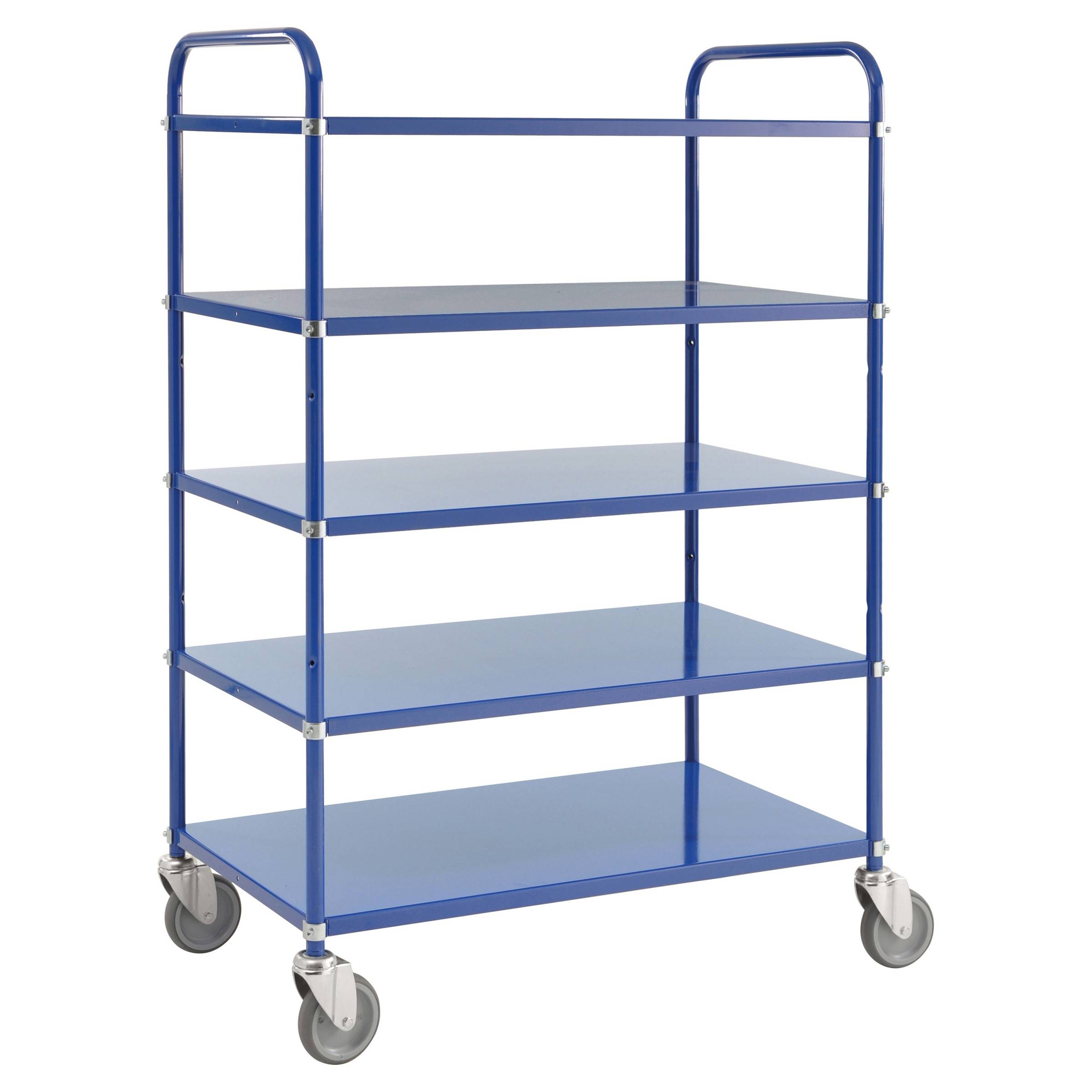 Kongamek Etagenwagen mit 5 Böden 900x440mm pulverbeschichtet in blau 24mm Rand ohne Bremse-0