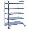 Kongamek Etagenwagen mit 5 Böden 900x440mm pulverbeschichtet in blau 24mm Rand ohne Bremse