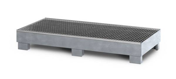 RR Industrietechnik Auffangwanne aus Stahl für 3x 200 Liter Fass mit Gitterrost verzinkt