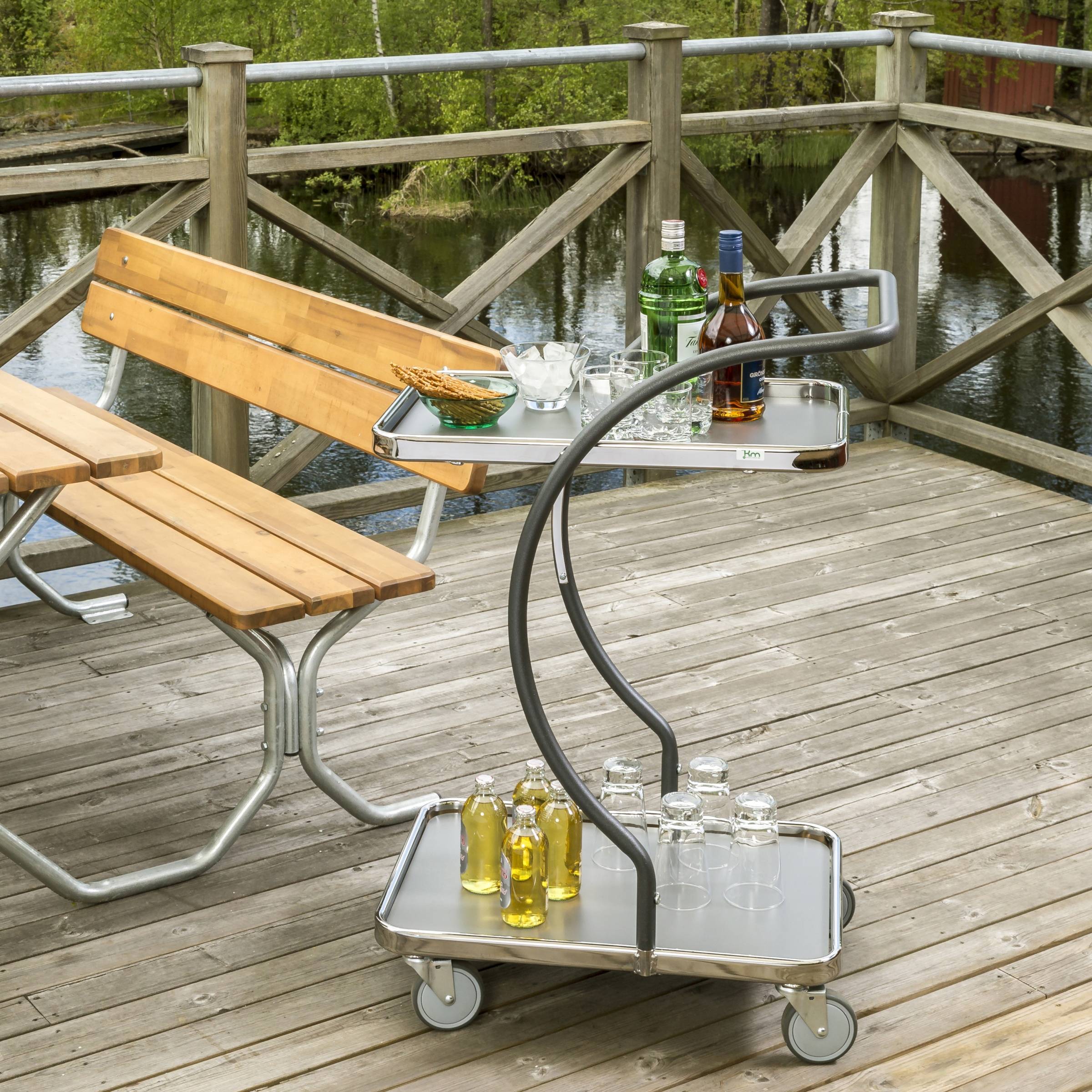 Kongamek C-Line Tischwagen in grau mit 2 Böden 595x360mm Ladefläche-1