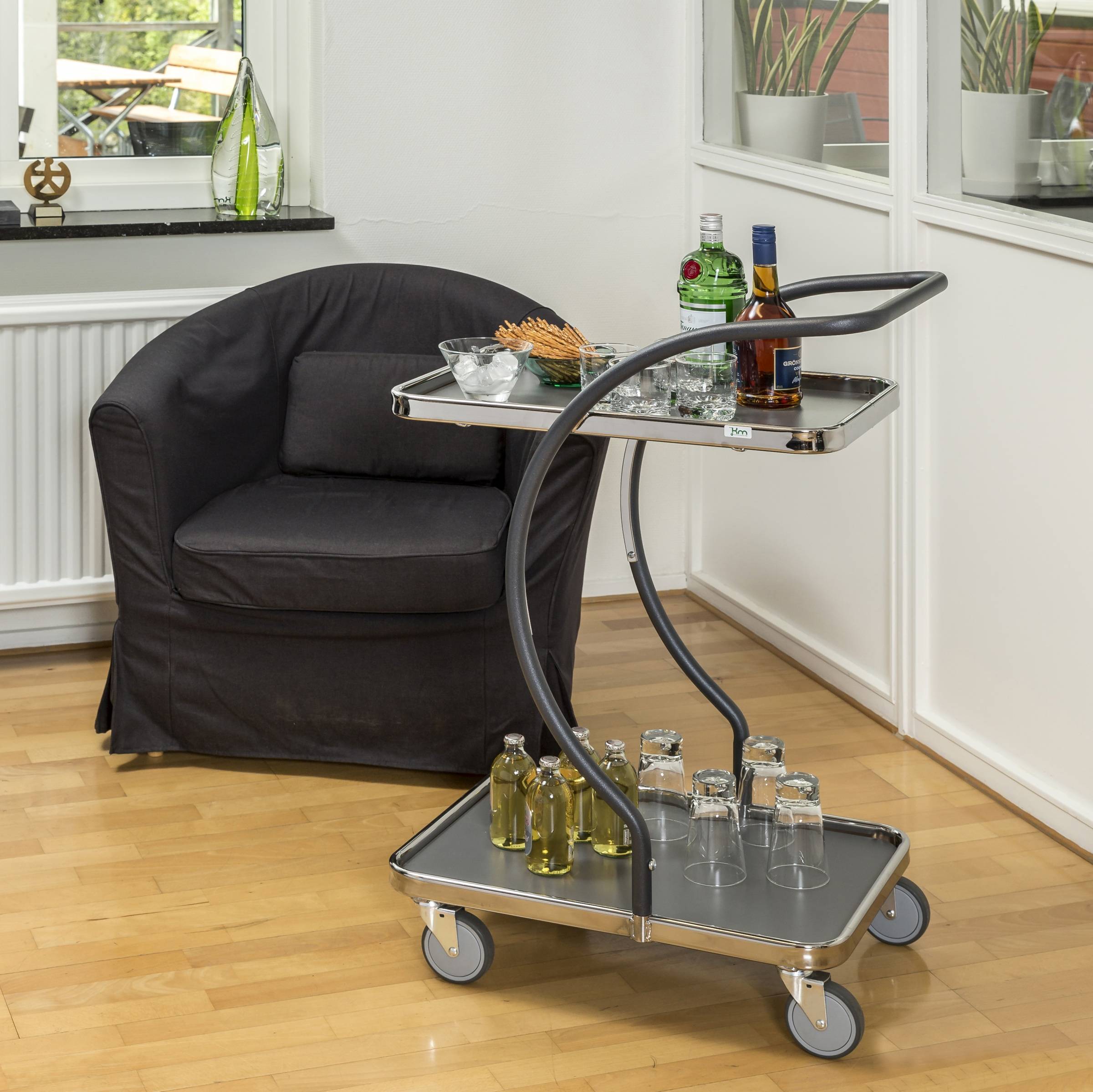 Kongamek C-Line Tischwagen in grau mit 2 Böden 595x360mm Ladefläche-2