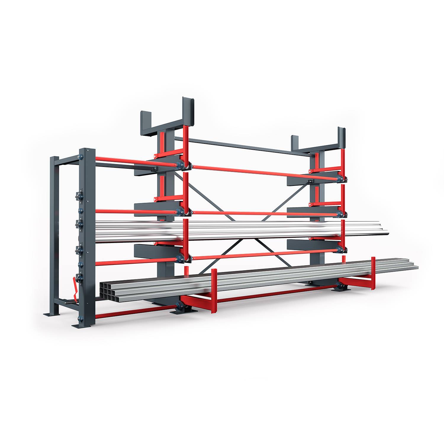 RR Industrietechnik Roll-Aus-Regal einseitg Typ RRS-EM mit 560mm Nutztiefe, 4 Ebenen und 2600kg Trag-0