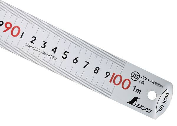 FAMEX 12526 Shinwa Lineal aus Edelstahl 100 cm mit Pick-Up -Stahllineal Metalllineal - 13140