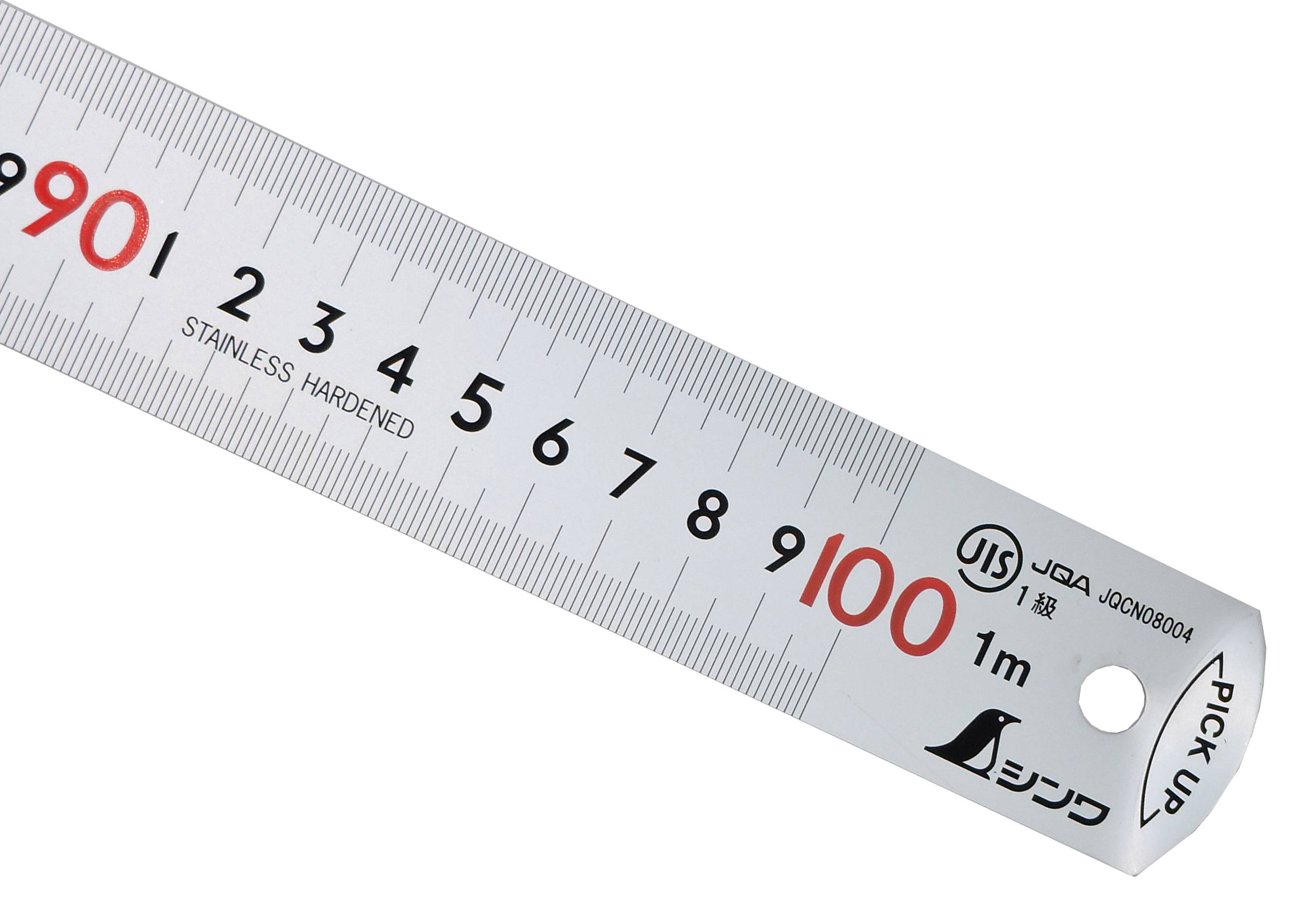 FAMEX 12526 Shinwa Lineal aus Edelstahl 100 cm mit Pick-Up -Stahllineal Metalllineal - 13140-0
