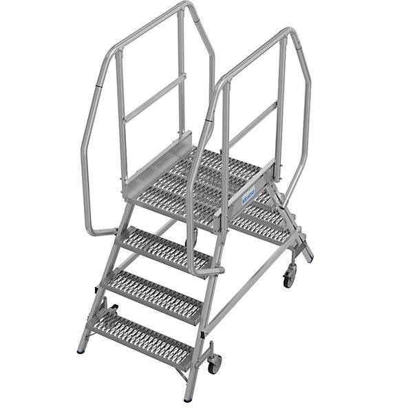 Podestleiter mit R13-Rutschhemmung mit beidseitigem Aufstieg 2x4 Stufen inkl. Plattform. Krause-Werk GmbH & CO.