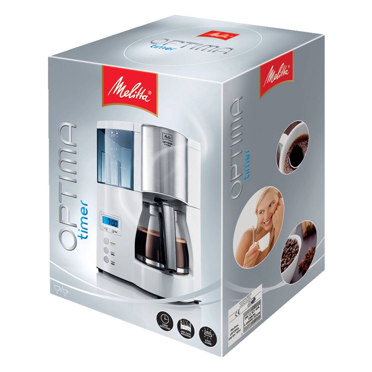 Melitta Optima Timer ws Kaffeemaschine Weiß Fassungsvermögen Tassen=12 Display, Timerfunktion, Warmhaltefunktion-2