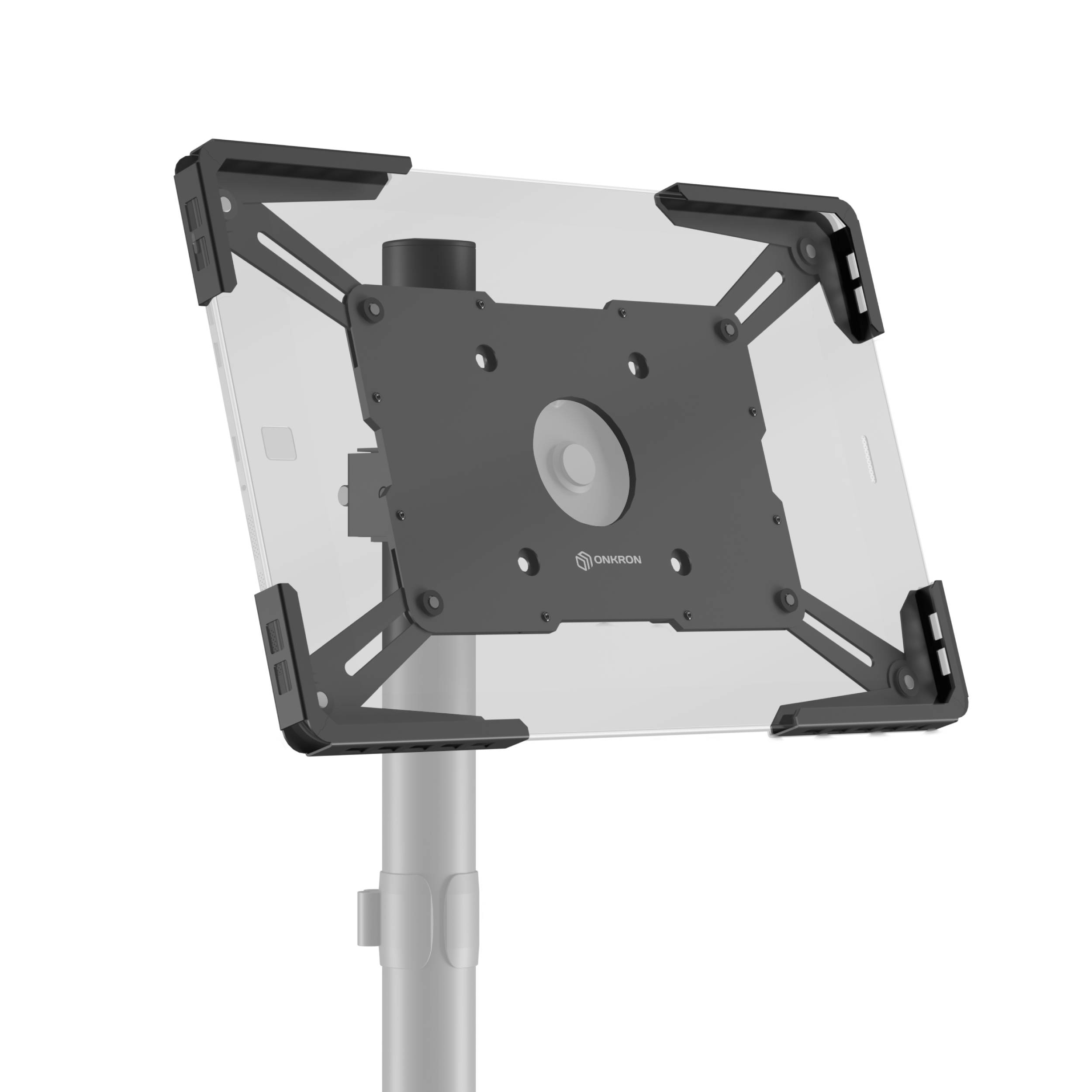 ONKRON VESA Adapter für Tablet 10.1-12.9 Zoll bis 2 kg, 360° Drehung, VESA 75x75, Schwarz APM-13T-0