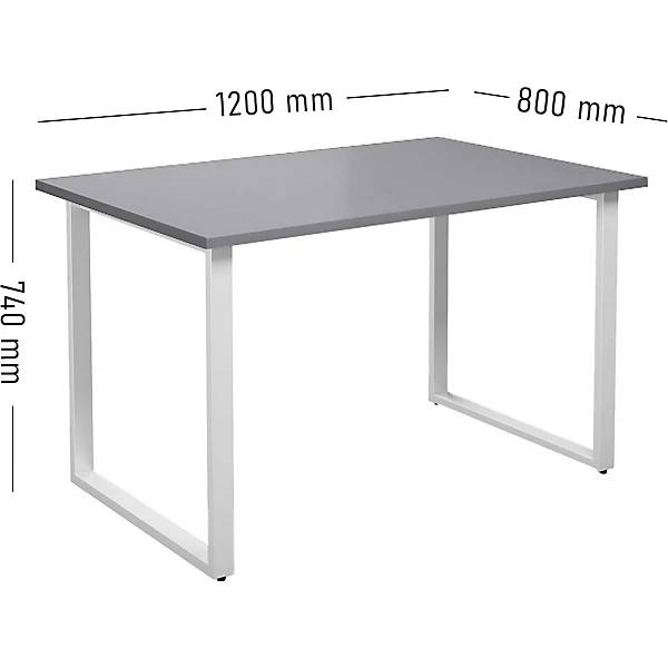 Mehrzwecktisch DUO-O gerade Platte Tiefe 800 mm Breite 1200 mm lichtgrau / weiß. TAKKT Industrial & Packaging-1