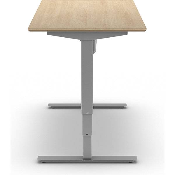 Schreibtisch Atlanta Trend elektrisch höhenverstellbar gerade BxT 1400 x 800 mm Eiche/silber. TAKKT Industrial-1