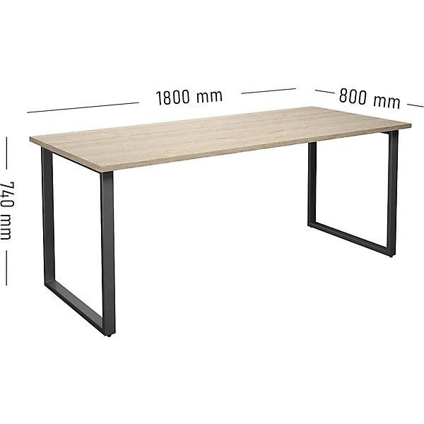 Mehrzwecktisch DUO-O gerade Platte Tiefe 800 mm Breite 1800 mm Eiche / schwarz. TAKKT Industrial & Packaging-1