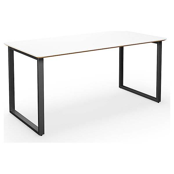 Mehrzwecktisch DUO-O Trend gerade Platte abgerundete Ecken Tiefe 800 mm Breite 1400 mm weiß / schwarz. TAKKT-0