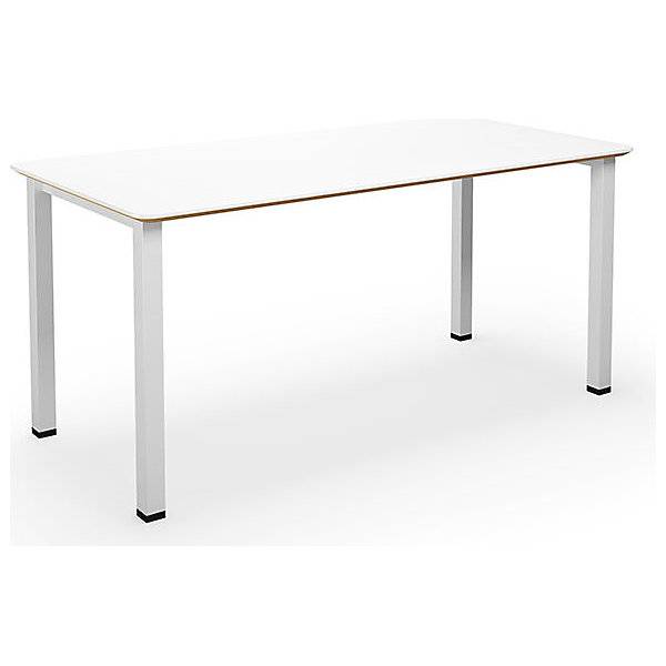 Mehrzwecktisch DUO-U Trend gerade Platte abgerundete Ecken Tiefe 800 mm Breite 1400 mm weiß weiß. TAKKT-0