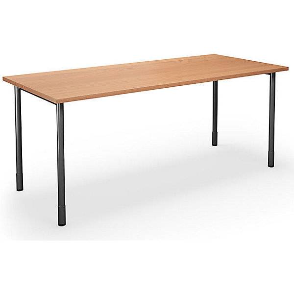 Mehrzwecktisch DUO-C gerade Platte HxT 700 - 800 x 800 mm Breite 1800 mm Buche schwarz. TAKKT Industrial &