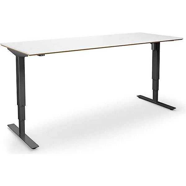 Schreibtisch Atlanta Trend elektrisch höhenverstellbar gerade BxT 2000 x 800 mm weiß/schwarz. TAKKT Industrial