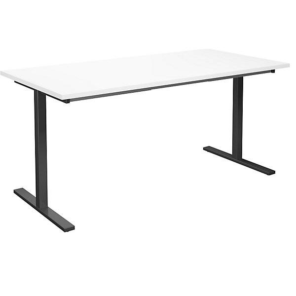 Mehrzwecktisch DUO-T gerade Platte HxT 740 x 800 mm Breite 1600 mm weiß schwarz. TAKKT Industrial & Packaging