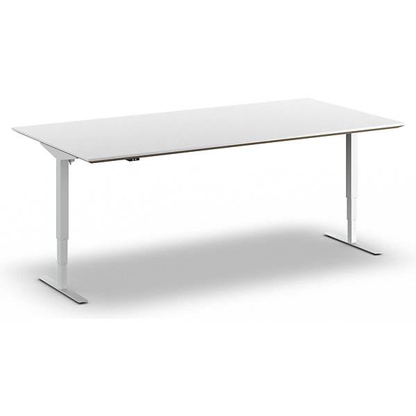 Schreibtisch Atlanta Trend elektrisch höhenverstellbar gerade BxT 1600 x 800 mm weiß/silber. TAKKT Industrial