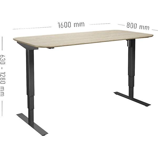 Schreibtisch Atlanta Trend elektrisch höhenverstellbar gerade abgerundete Ecken BxT 1600 x 800 mm-1