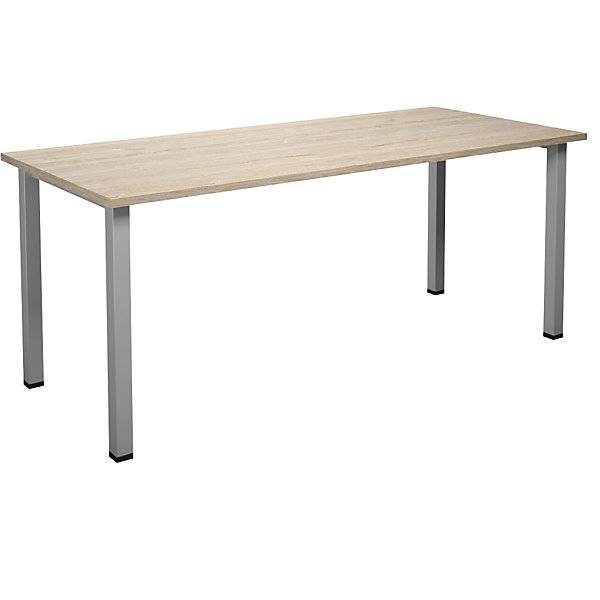 Mehrzwecktisch DUO-U gerade Platte Tiefe 800 mm Breite 1800 mm Eiche silber. TAKKT Industrial & Packaging