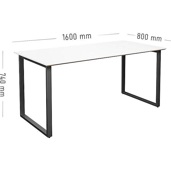 Mehrzwecktisch DUO-O Trend gerade Platte Tiefe 800 mm Breite 1600 mm weiß / schwarz. TAKKT Industrial &-1