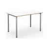 Mehrzwecktisch DUO-C Trend gerade Platte abgerundete Ecken Tiefe 800 mm Breite 1200 mm weiß silber. TAKKT