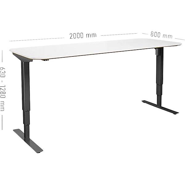 Schreibtisch Atlanta Trend elektrisch höhenverstellbar gerade abgerundete Ecken BxT 2000 x 800 mm-1