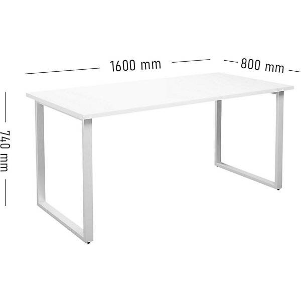 Mehrzwecktisch DUO-O gerade Platte Tiefe 800 mm Breite 1600 mm weiß / weiß. TAKKT Industrial & Packaging GmbH-1