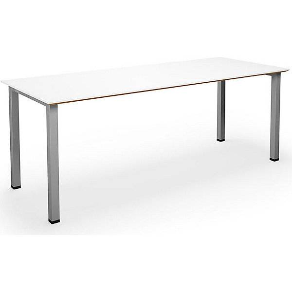 Mehrzwecktisch DUO-U Trend gerade Platte Tiefe 800 mm Breite 1800 mm weiß silber. TAKKT Industrial &