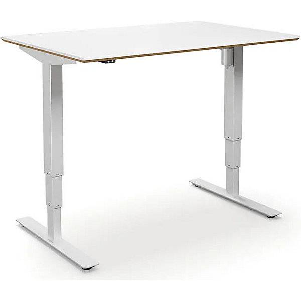 Schreibtisch Atlanta Trend elektrisch höhenverstellbar gerade BxT 1400 x 800 mm weiß/weiß. TAKKT Industrial &-0