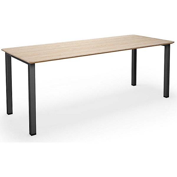 Mehrzwecktisch DUO-U Trend gerade Platte abgerundete Ecken Tiefe 800 mm Breite 1800 mm Eiche schwarz. TAKKT-0
