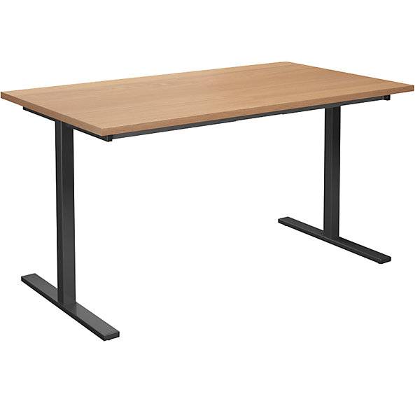 Mehrzwecktisch DUO-T gerade Platte HxT 740 x 800 mm Breite 1400 mm Buche schwarz. TAKKT Industrial &