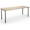Mehrzwecktisch DUO-C Trend gerade Platte abgerundete Ecken Tiefe 800 mm Breite 1800 mm Eiche schwarz. TAKKT