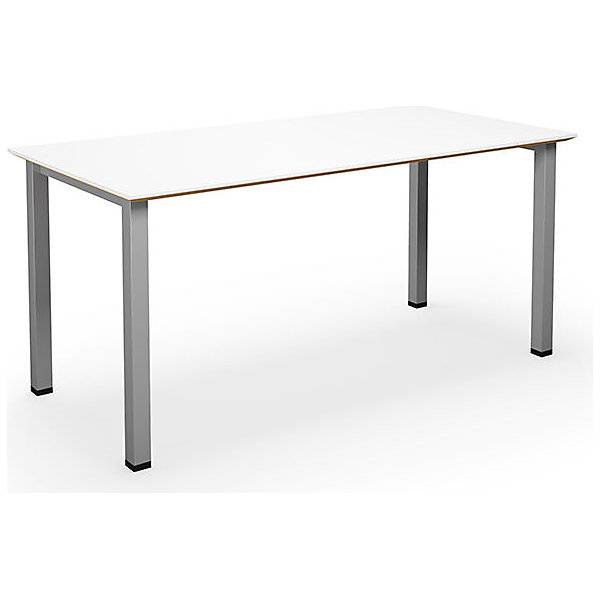 Mehrzwecktisch DUO-U Trend gerade Platte Tiefe 800 mm Breite 1600 mm weiß silber. TAKKT Industrial &