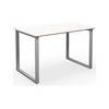 Mehrzwecktisch DUO-O Trend gerade Platte abgerundete Ecken Tiefe 800 mm Breite 1200 mm weiß / silber. TAKKT